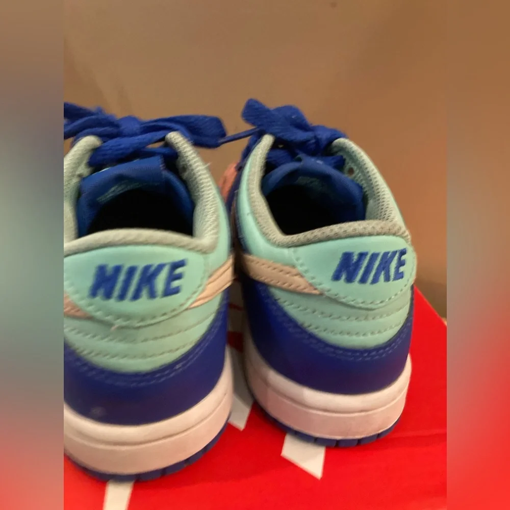 Nike Dunk Low Girls Size‎ 12C Blue Salmon Toe Athletic Running Shoes Sneakers